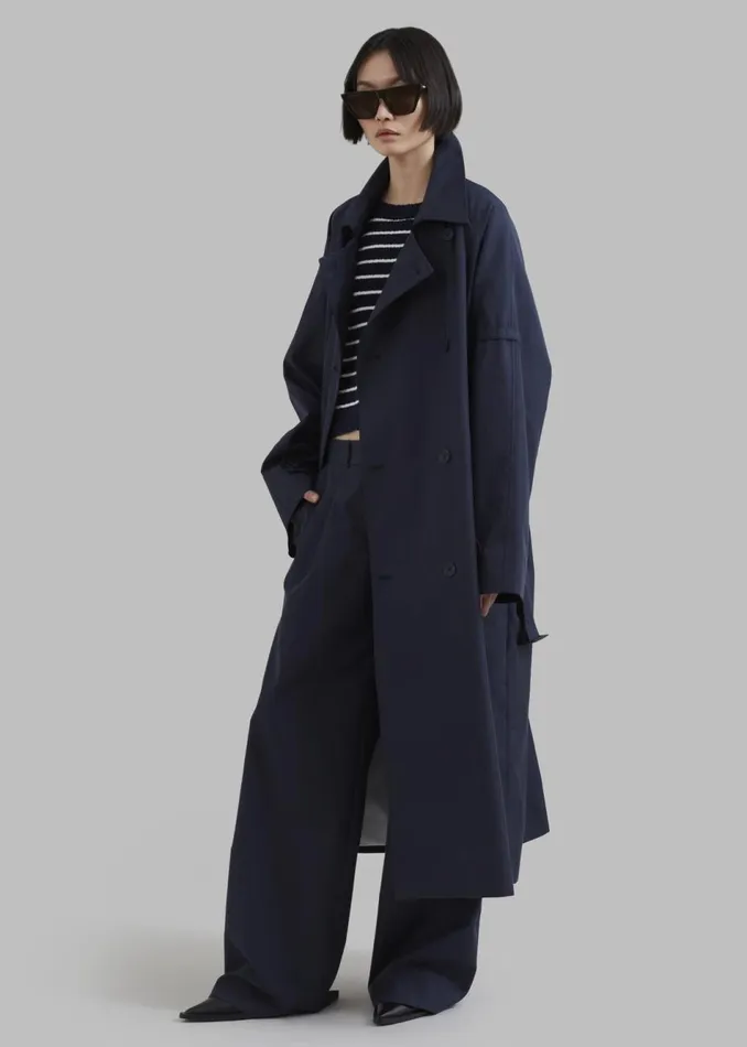 Women The Frankie Shop Outerwear Anderson Trench Coat Dark Navy