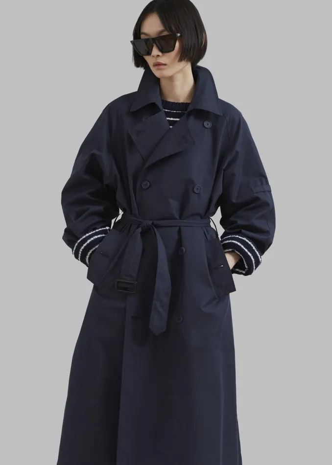 Women The Frankie Shop Outerwear Anderson Trench Coat Dark Navy