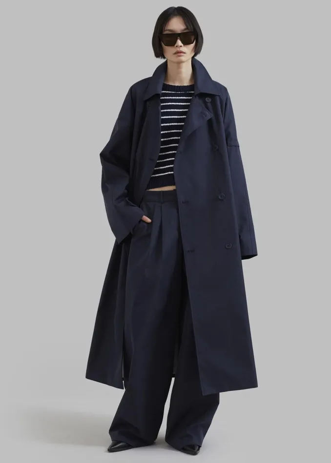 Women The Frankie Shop Outerwear Anderson Trench Coat Dark Navy