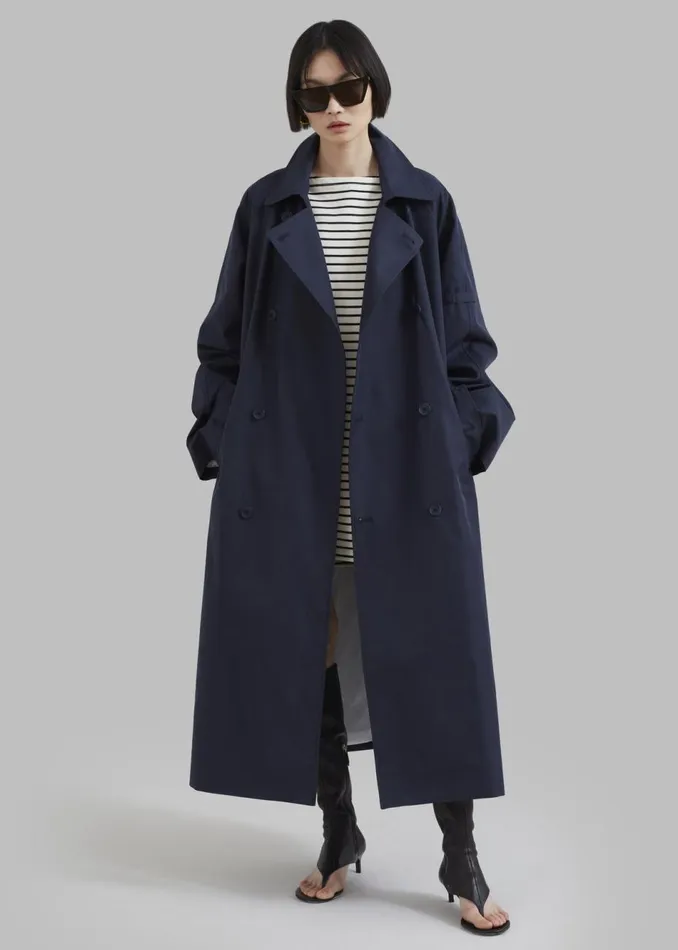 Women The Frankie Shop Outerwear Anderson Trench Coat Dark Navy