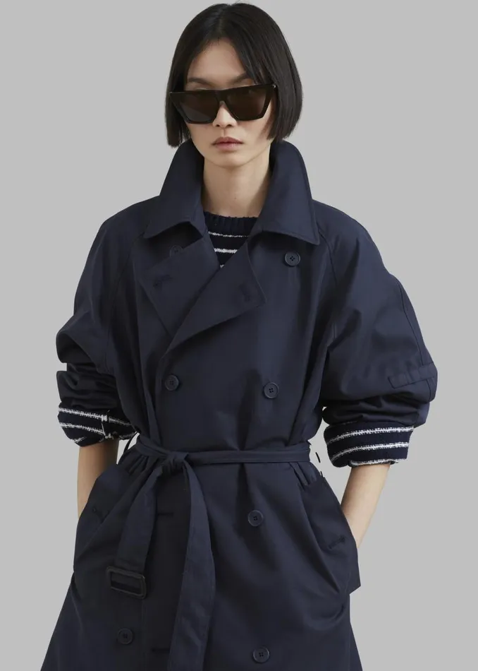 Women The Frankie Shop Outerwear Anderson Trench Coat Dark Navy