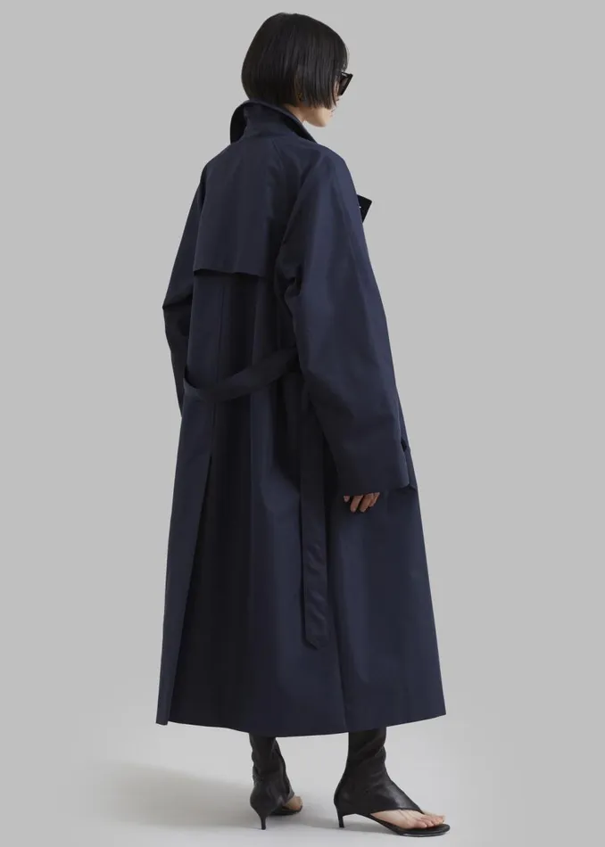 Women The Frankie Shop Outerwear Anderson Trench Coat Dark Navy