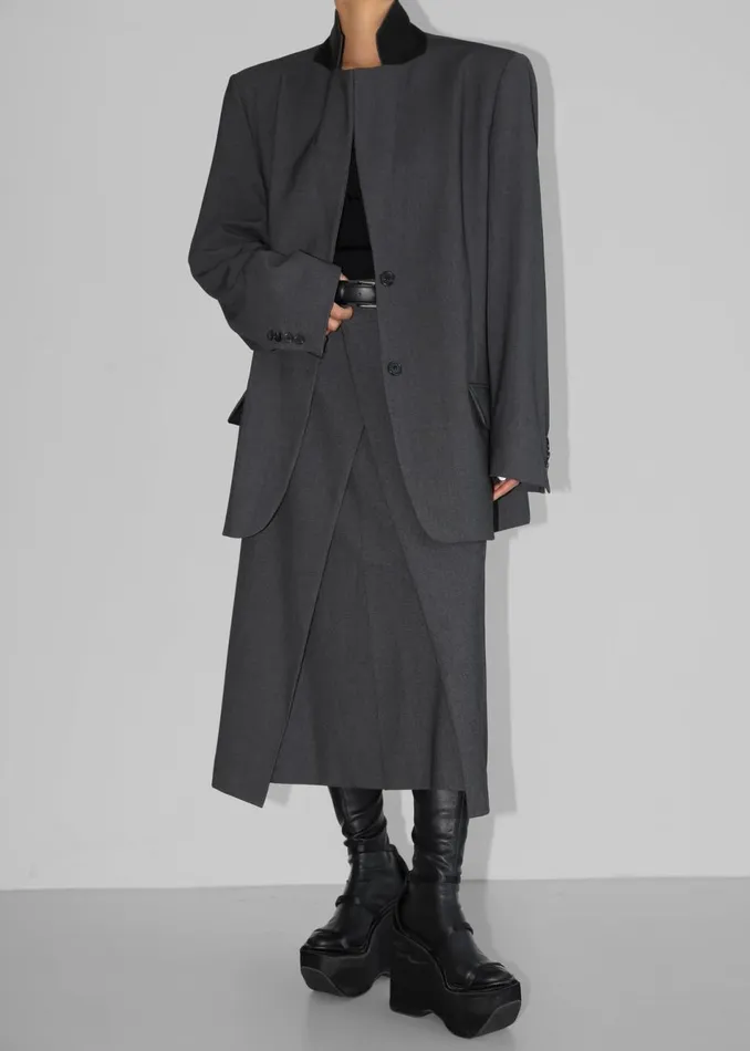 Women The Frankie Shop Outerwear Andy Blazer Charcoal