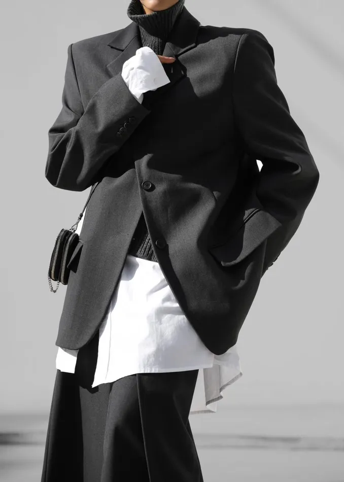 Women The Frankie Shop Outerwear Andy Blazer Charcoal
