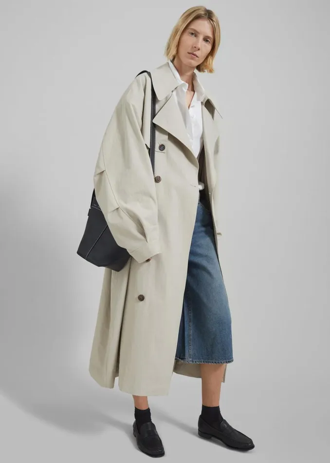 Women The Frankie Shop Outerwear Anika Double Breasted Trench Coat Beige