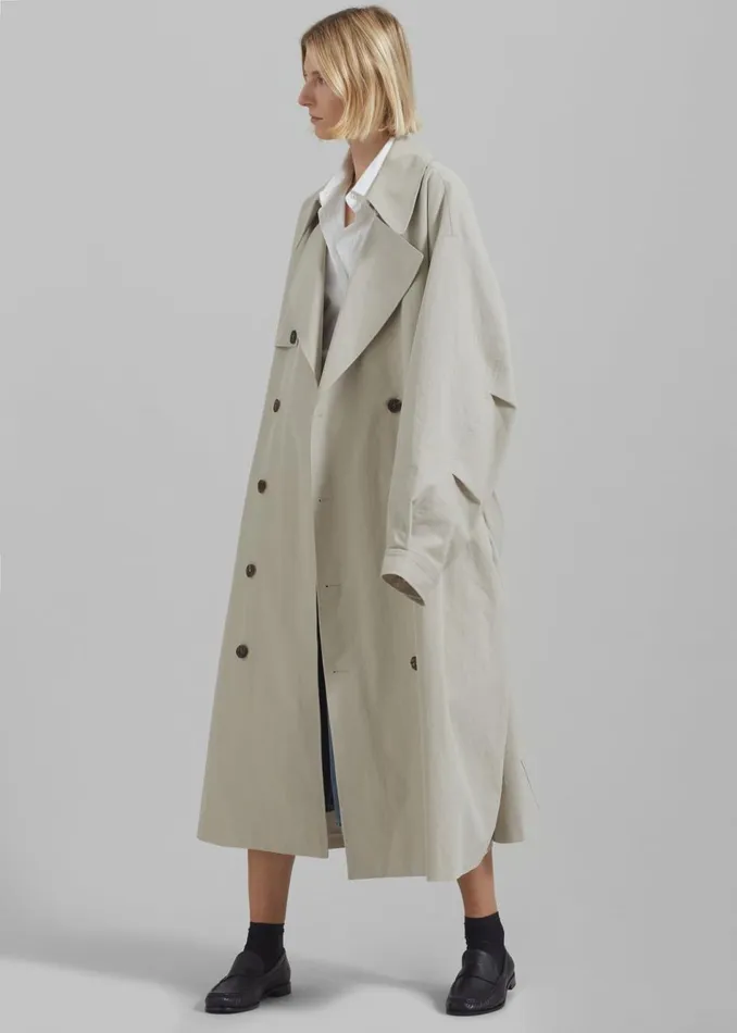 Women The Frankie Shop Outerwear Anika Double Breasted Trench Coat Beige