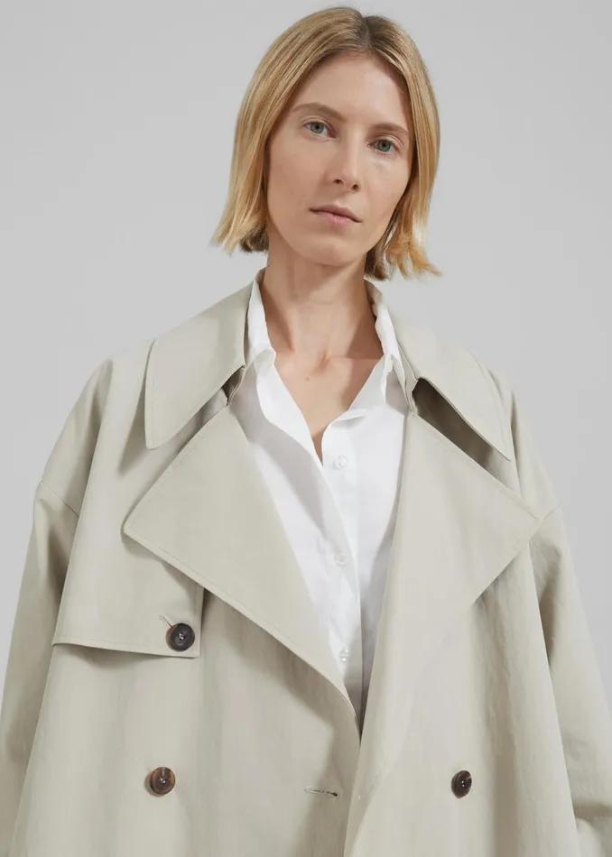 Women The Frankie Shop Outerwear Anika Double Breasted Trench Coat Beige