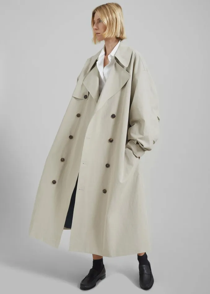Women The Frankie Shop Outerwear Anika Double Breasted Trench Coat Beige
