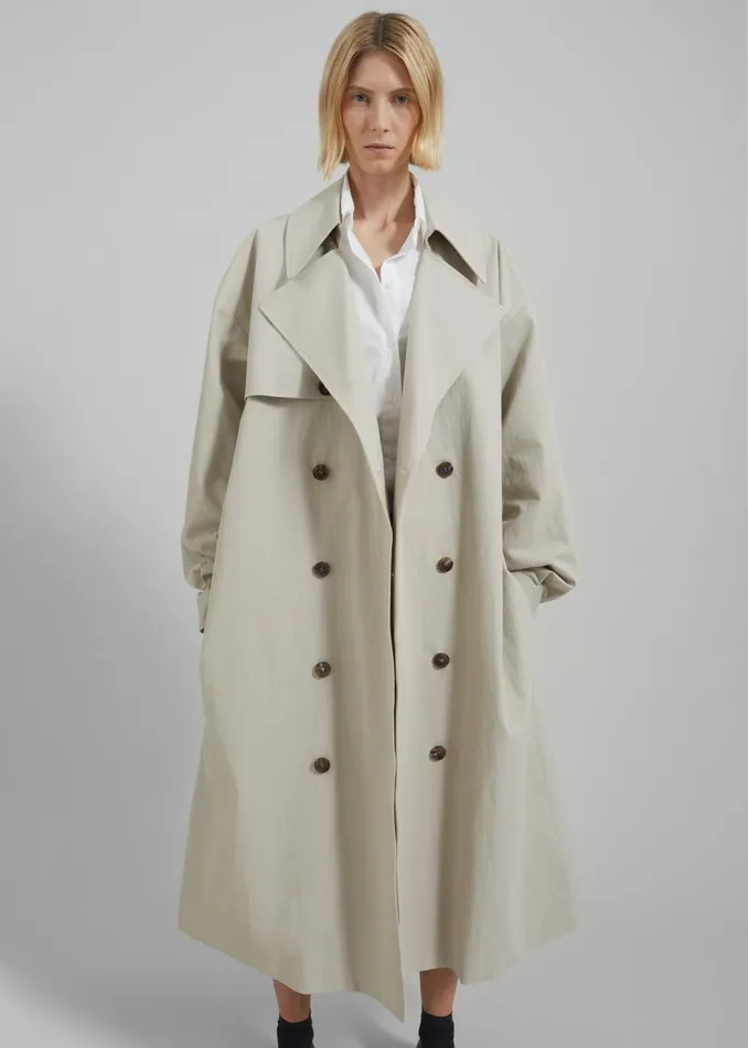 Women The Frankie Shop Outerwear Anika Double Breasted Trench Coat Beige