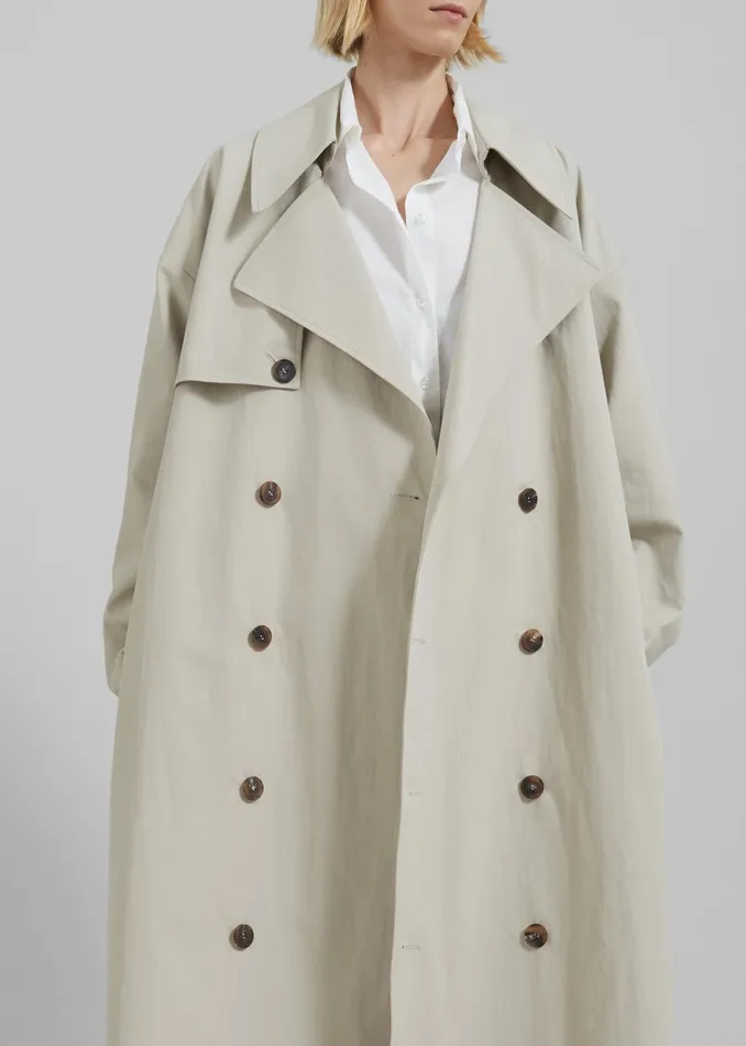 Women The Frankie Shop Outerwear Anika Double Breasted Trench Coat Beige