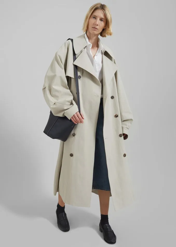 Women The Frankie Shop Outerwear Anika Double Breasted Trench Coat Beige
