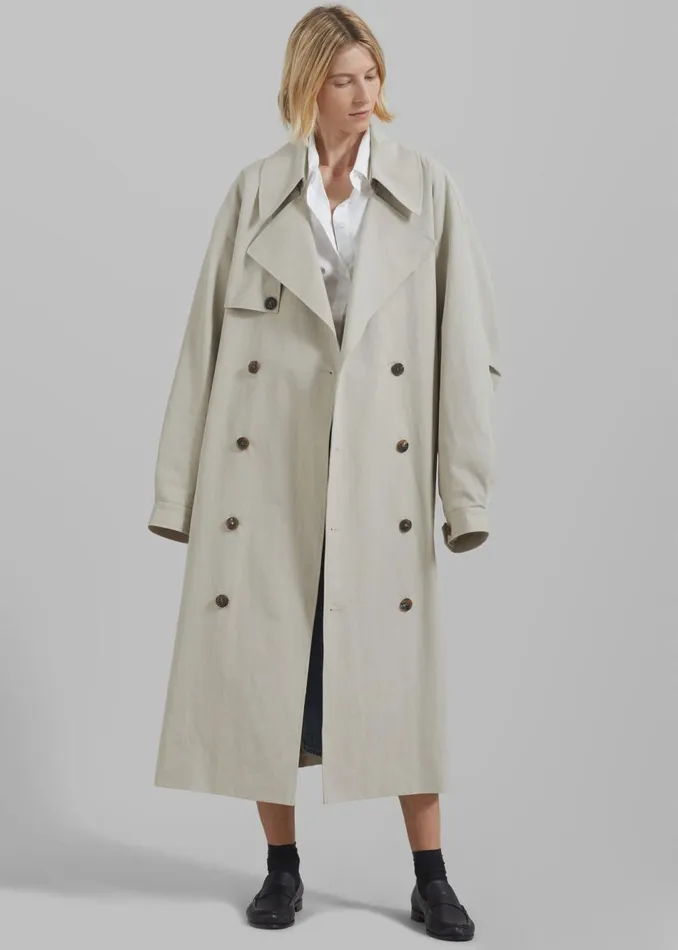 Women The Frankie Shop Outerwear Anika Double Breasted Trench Coat Beige