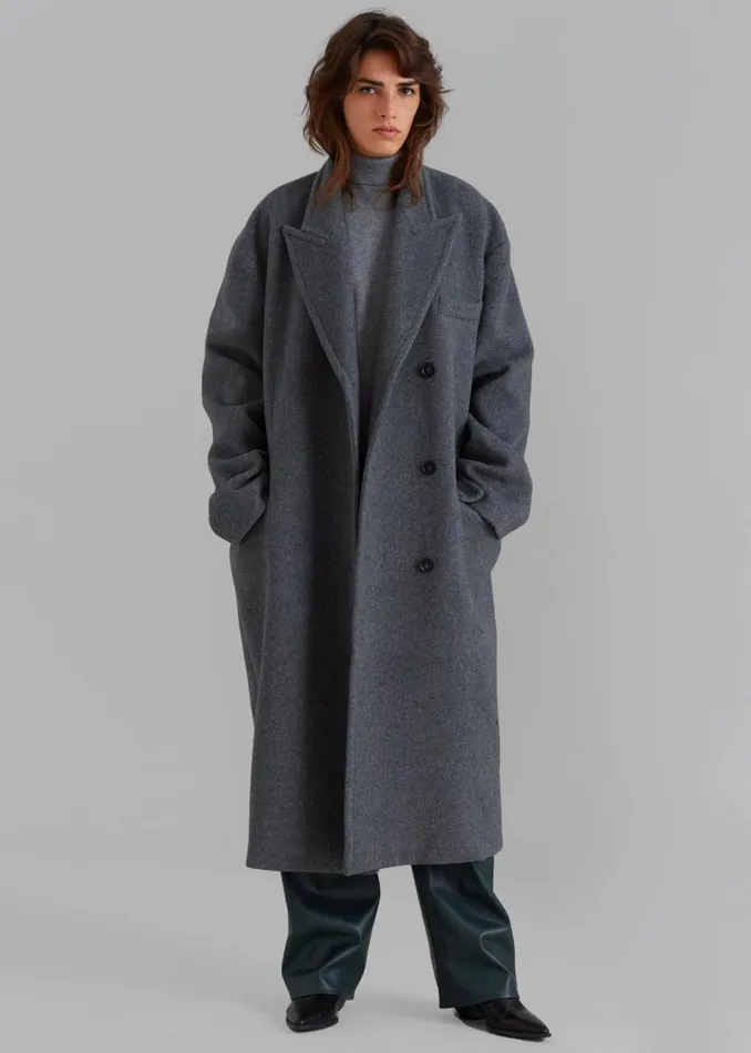 Women The Frankie Shop Outerwear Anya Oversized Coat Charcoal