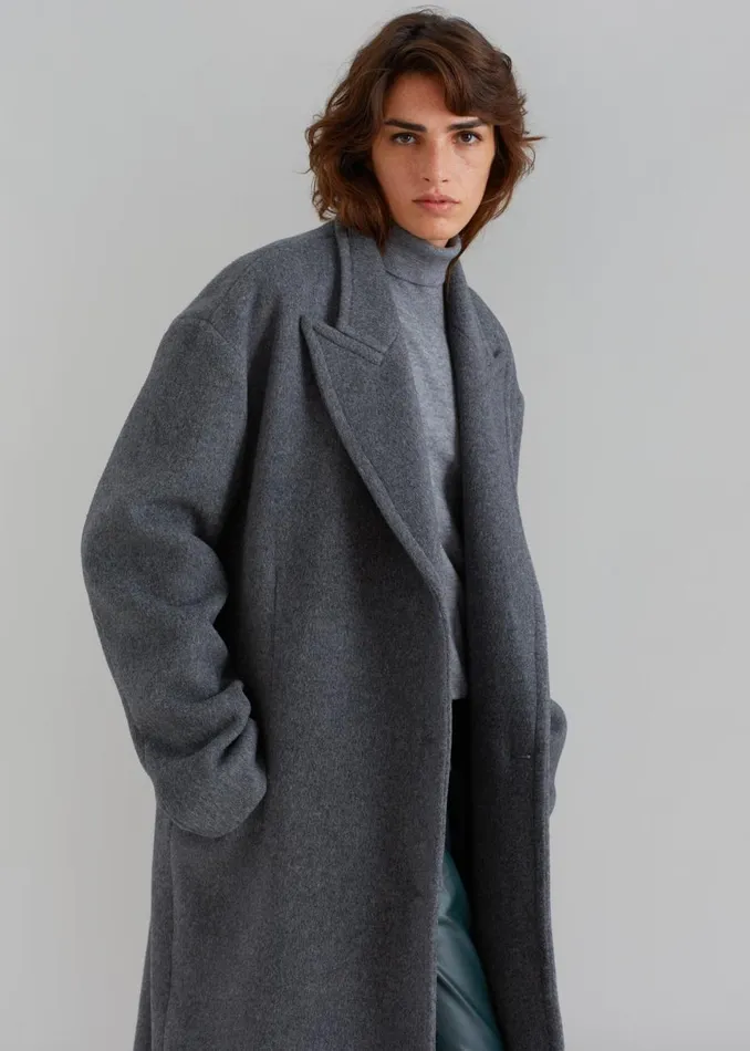Women The Frankie Shop Outerwear Anya Oversized Coat Charcoal