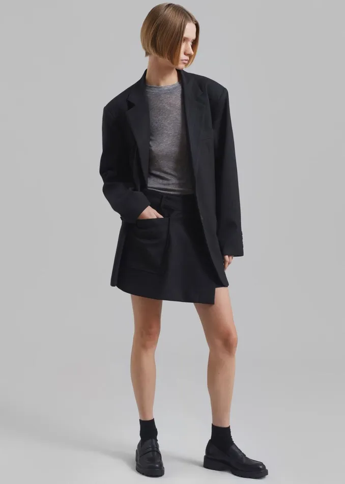 Women The Frankie Shop Outerwear Aris Blazer Black Pinstripe