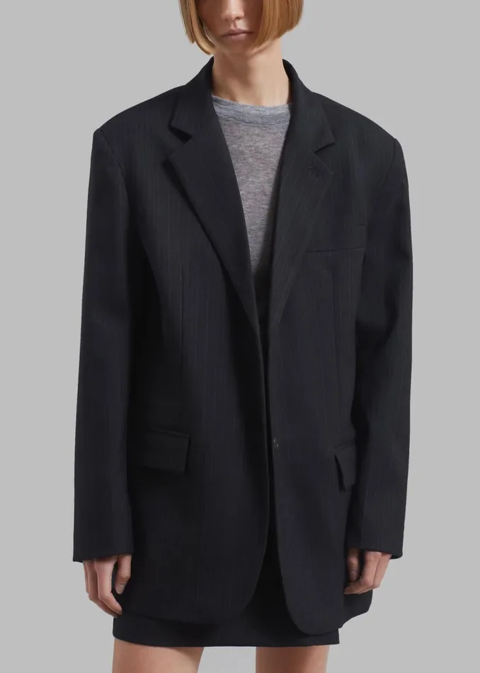 Women The Frankie Shop Outerwear Aris Blazer Black Pinstripe