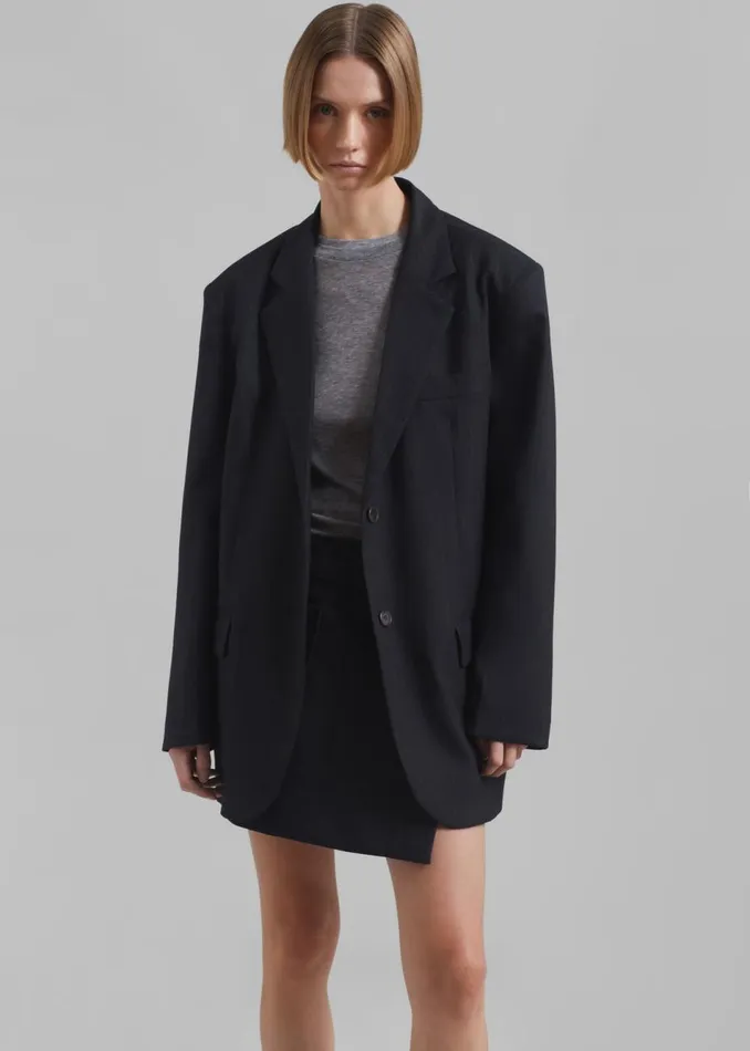 Women The Frankie Shop Outerwear Aris Blazer Black Pinstripe