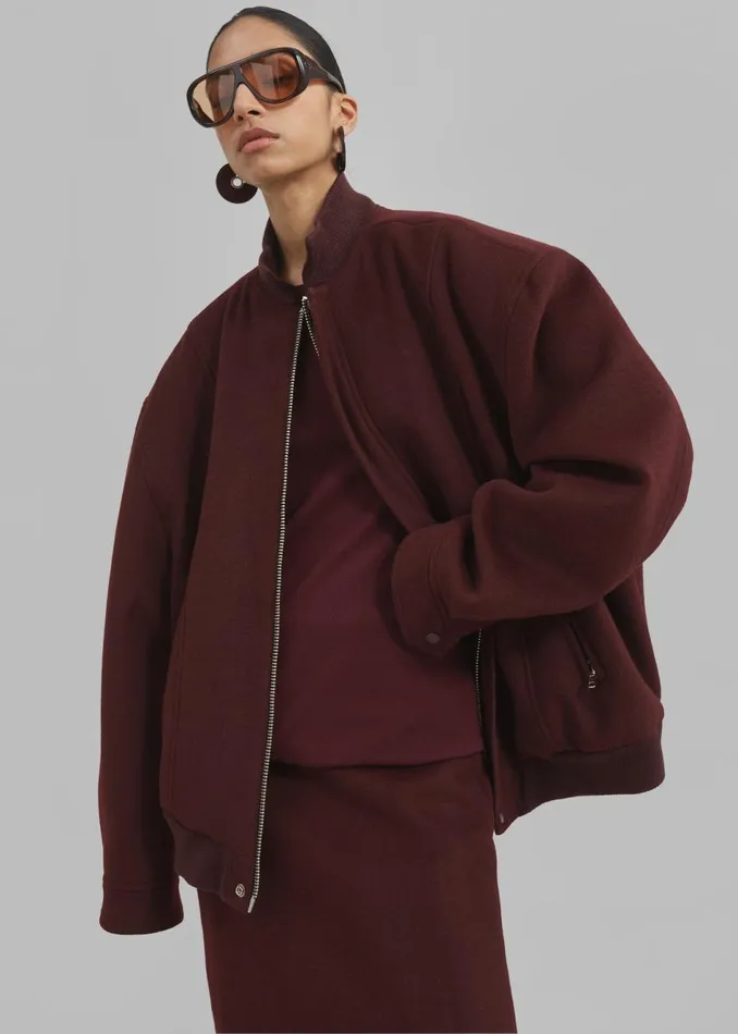 Women The Frankie Shop Outerwear Arley Oversized Bomber Burgundy