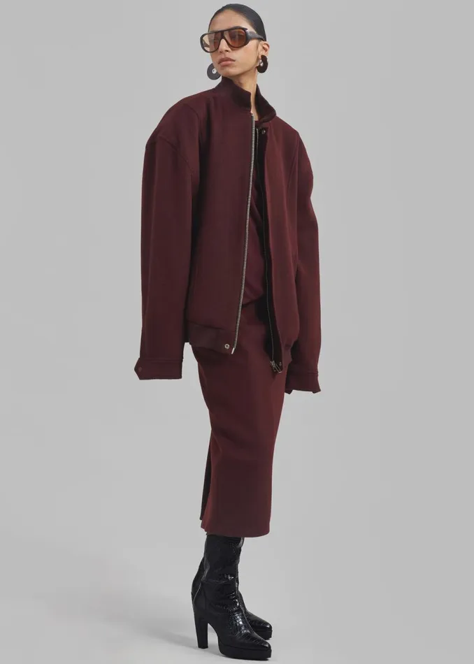 Women The Frankie Shop Outerwear Arley Oversized Bomber Burgundy