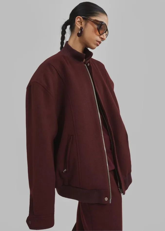 Women The Frankie Shop Outerwear Arley Oversized Bomber Burgundy