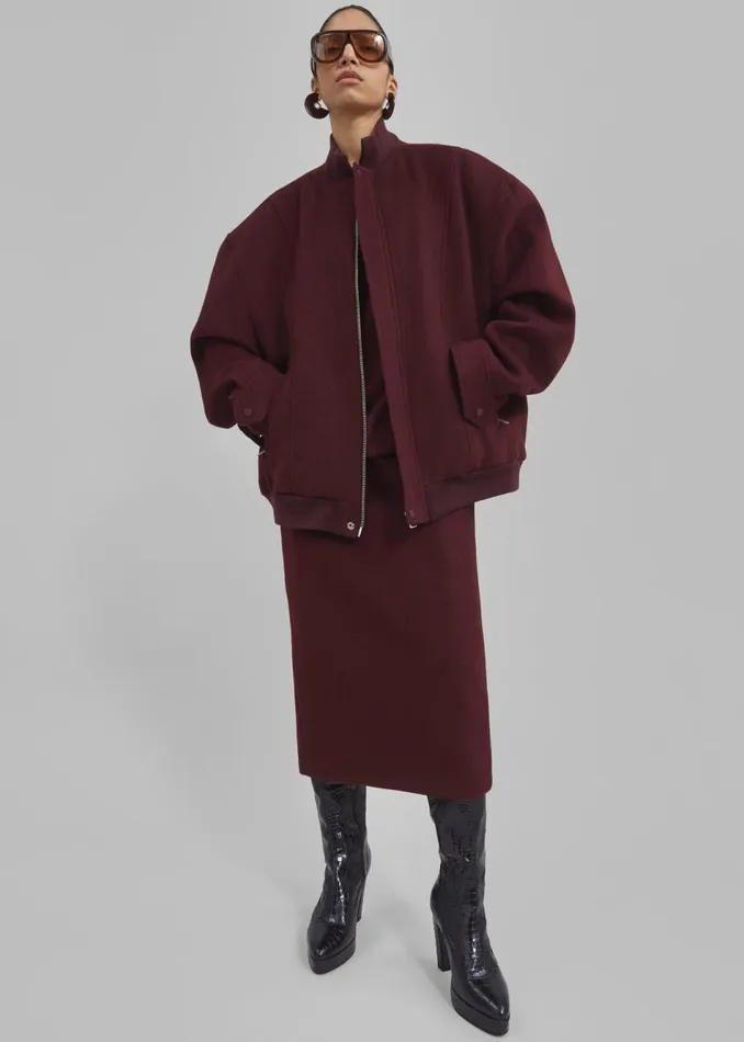 Women The Frankie Shop Outerwear Arley Oversized Bomber Burgundy
