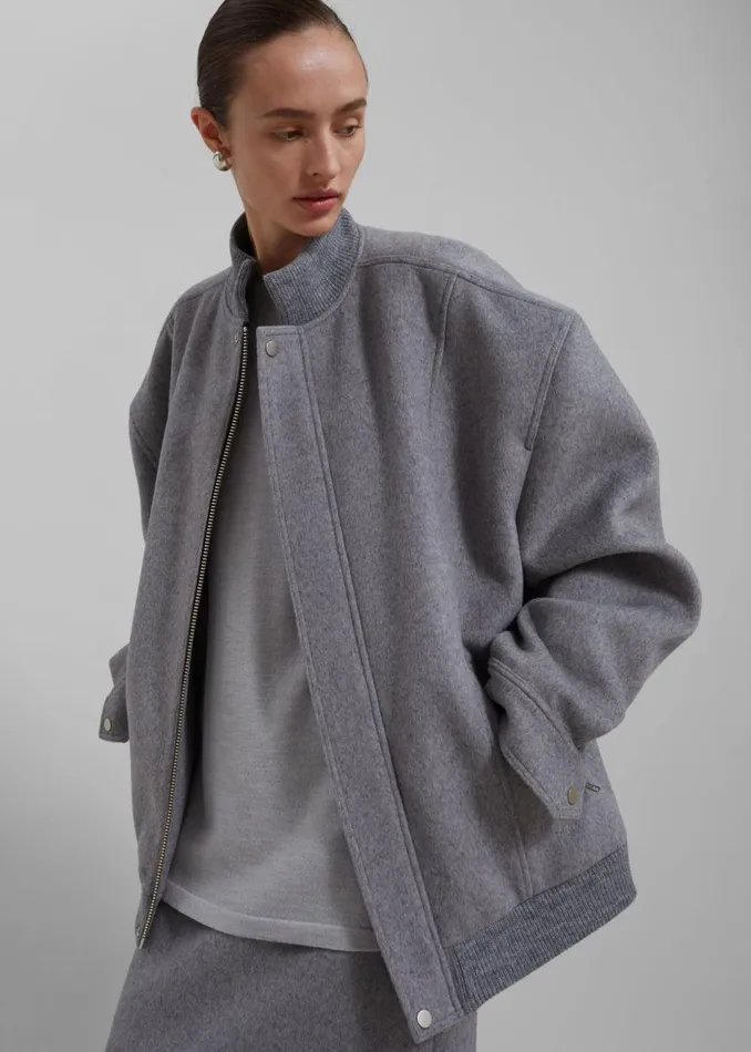 Women The Frankie Shop Outerwear Arley Oversized Bomber Light Grey