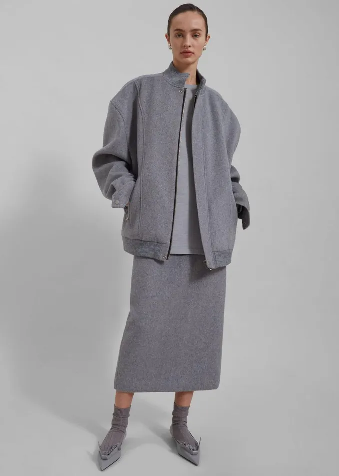 Women The Frankie Shop Outerwear Arley Oversized Bomber Light Grey