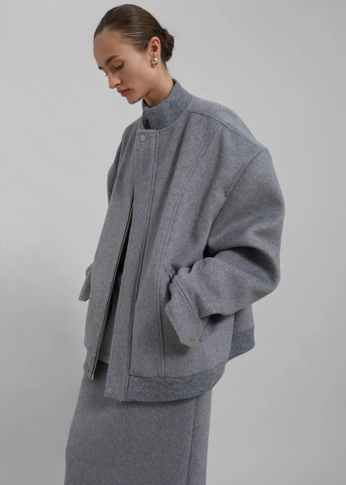 Women The Frankie Shop Outerwear Arley Oversized Bomber Light Grey