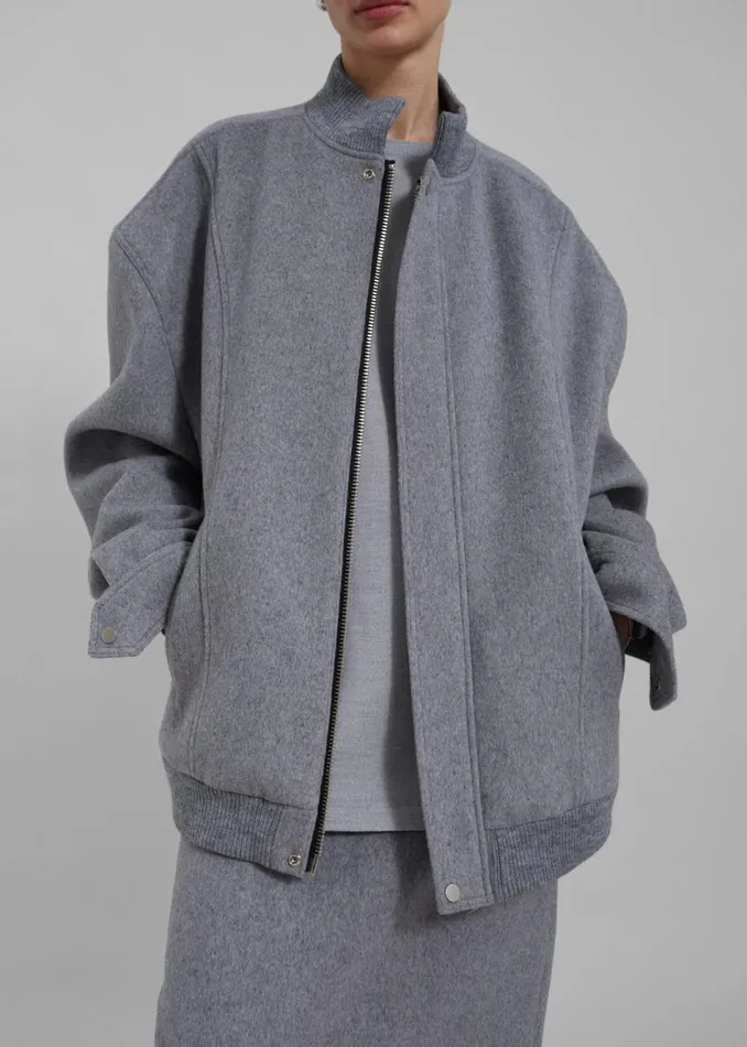 Women The Frankie Shop Outerwear Arley Oversized Bomber Light Grey