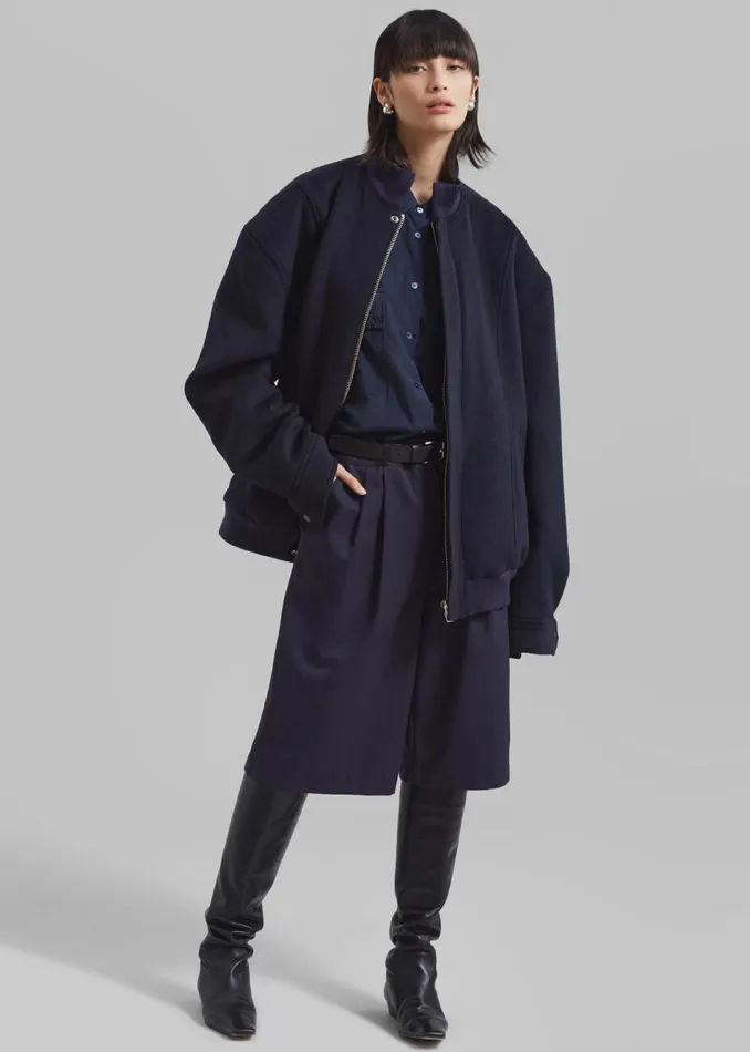 Women The Frankie Shop Outerwear Arley Oversized Bomber Navy