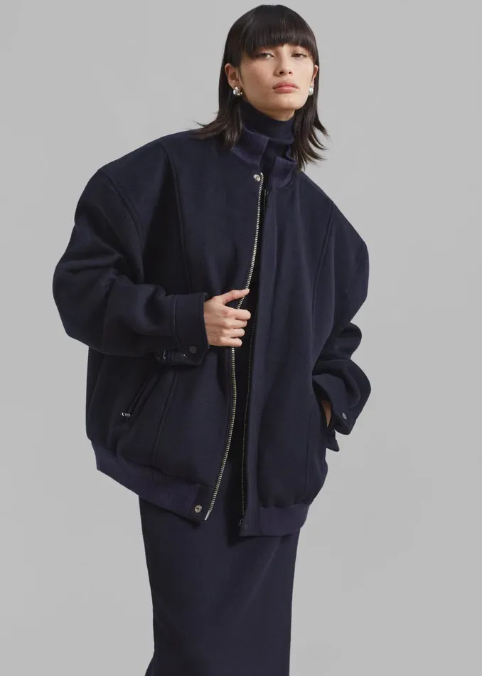 Women The Frankie Shop Outerwear Arley Oversized Bomber Navy