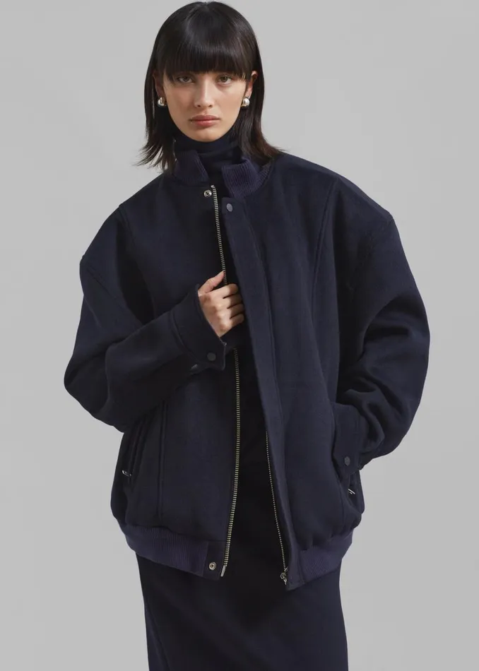 Women The Frankie Shop Outerwear Arley Oversized Bomber Navy