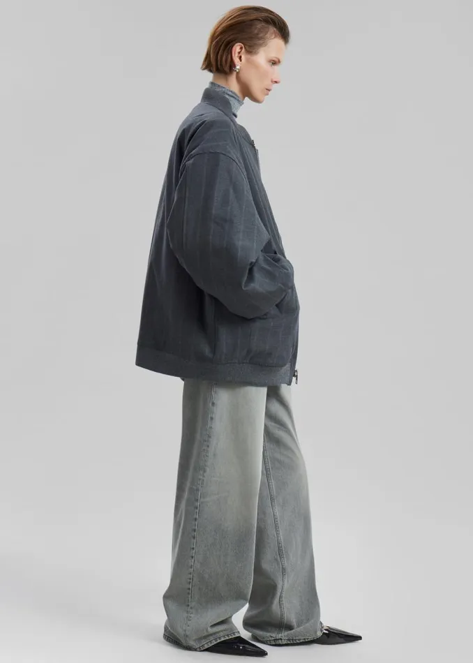 Women The Frankie Shop Outerwear Astra Bomber Jacket Grey Stripe