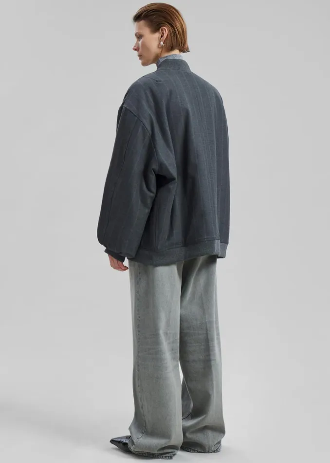 Women The Frankie Shop Outerwear Astra Bomber Jacket Grey Stripe