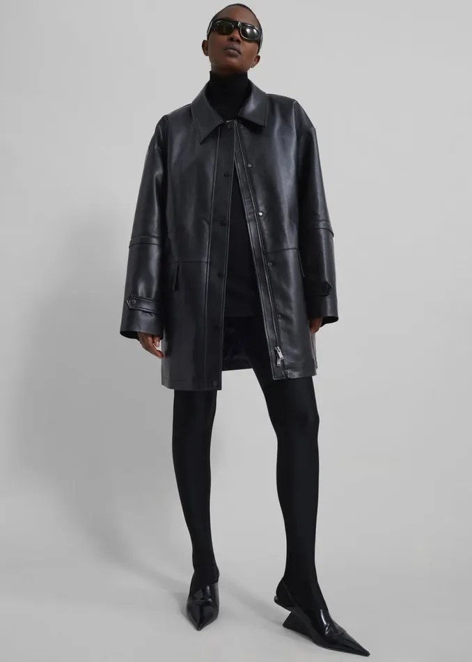 Women The Frankie Shop Outerwear Augusta Faux Leather Coat Black