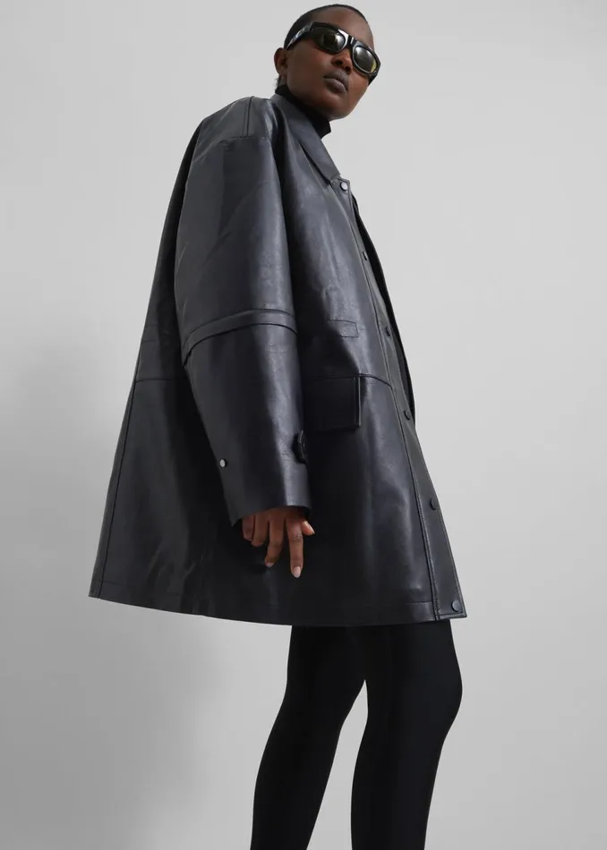 Women The Frankie Shop Outerwear Augusta Faux Leather Coat Black