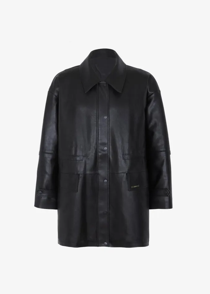 Women The Frankie Shop Outerwear Augusta Faux Leather Coat Black