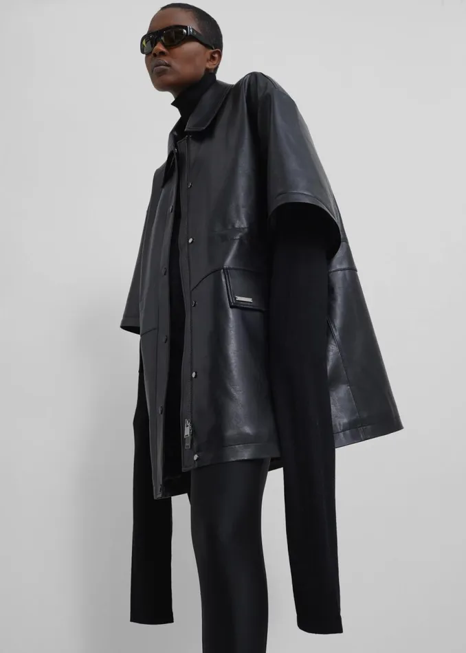 Women The Frankie Shop Outerwear Augusta Faux Leather Coat Black
