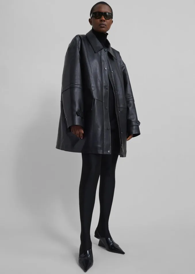 Women The Frankie Shop Outerwear Augusta Faux Leather Coat Black