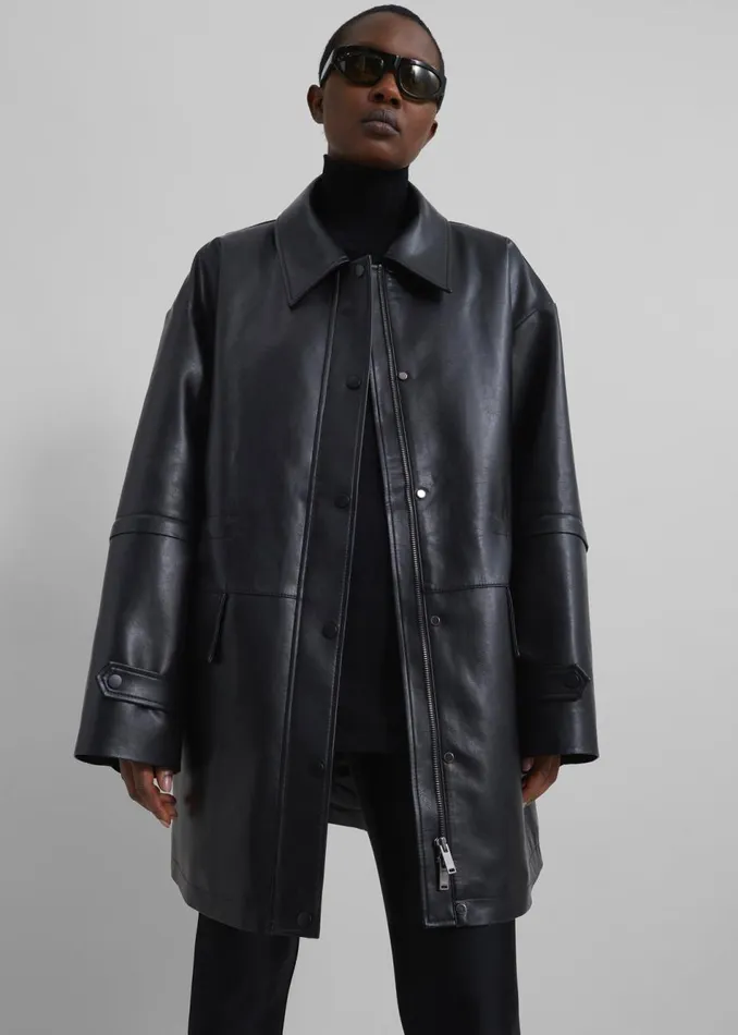 Women The Frankie Shop Outerwear Augusta Faux Leather Coat Black