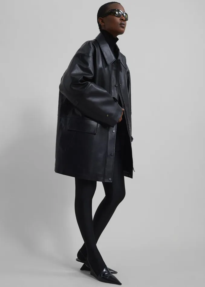 Women The Frankie Shop Outerwear Augusta Faux Leather Coat Black