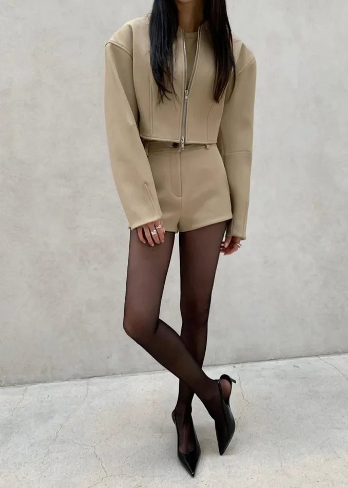 Women The Frankie Shop Outerwear Banks Cropped Jacket Beige
