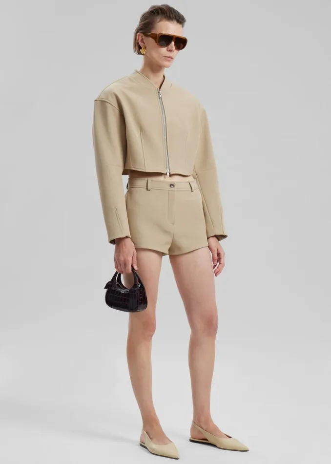 Women The Frankie Shop Outerwear Banks Cropped Jacket Beige