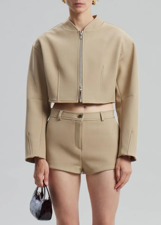 Women The Frankie Shop Outerwear Banks Cropped Jacket Beige