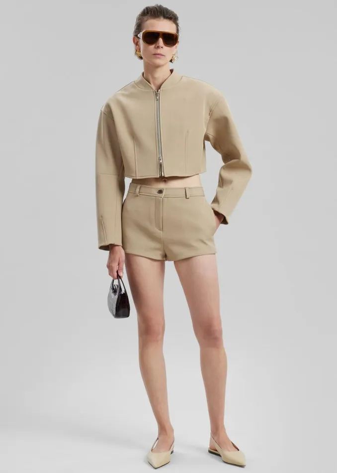 Women The Frankie Shop Outerwear Banks Cropped Jacket Beige