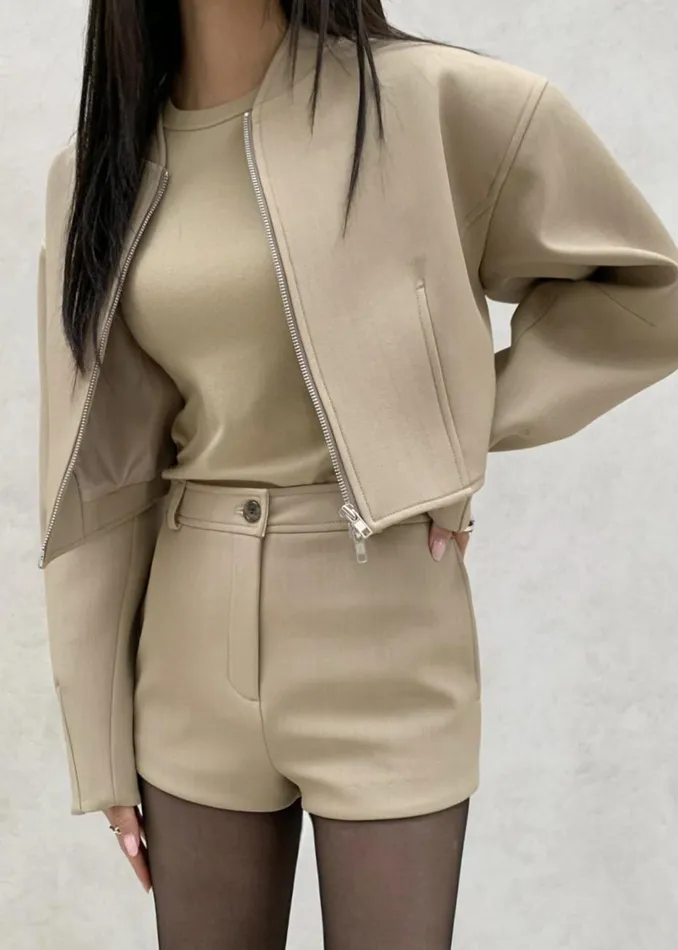 Women The Frankie Shop Outerwear Banks Cropped Jacket Beige
