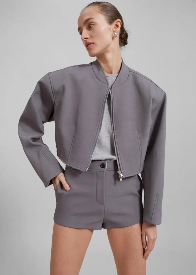 Women The Frankie Shop Outerwear Banks Cropped Jacket Grey
