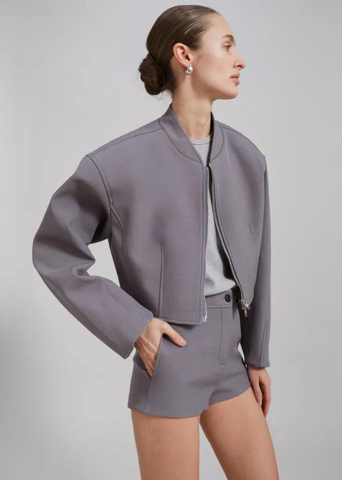 Women The Frankie Shop Outerwear Banks Cropped Jacket Grey