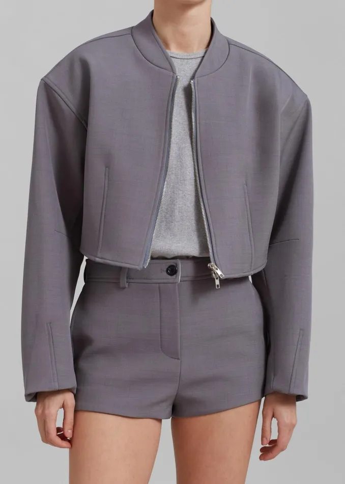 Women The Frankie Shop Outerwear Banks Cropped Jacket Grey