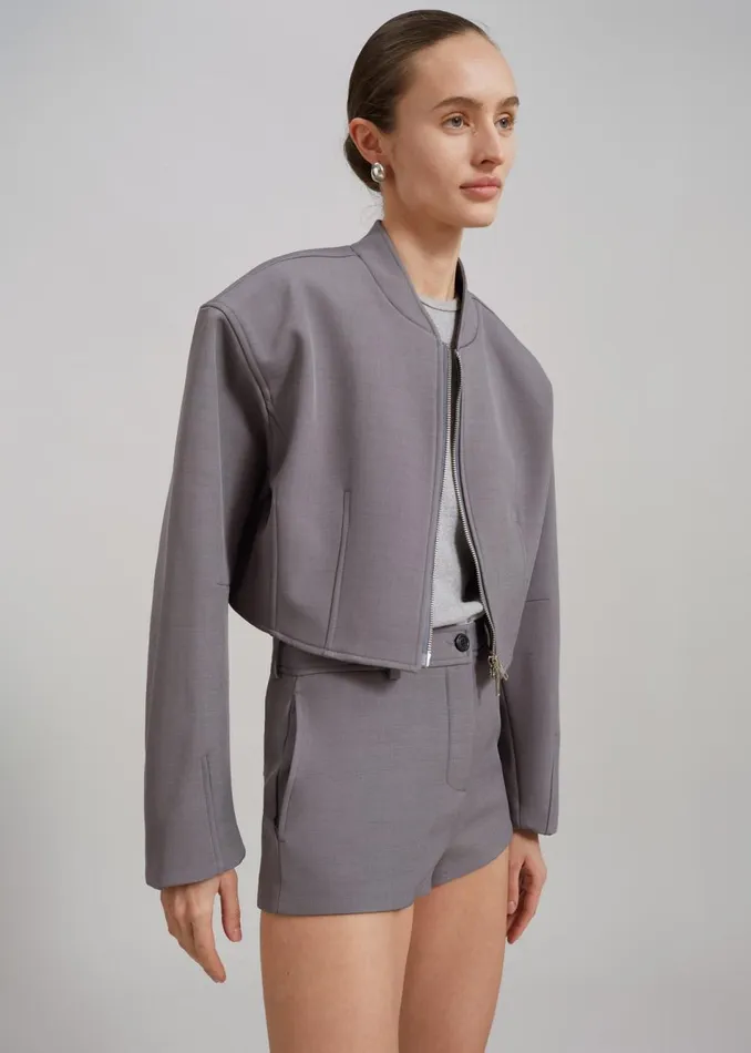 Women The Frankie Shop Outerwear Banks Cropped Jacket Grey